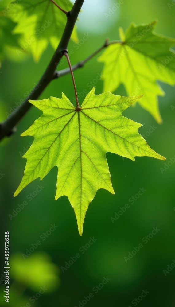 Vibrant, newly unfurled maple leaves, spring green , maple leaf, sugar maple Vibrant, newly unfurled maple leaves, spring green , maple leaf, sugar maple