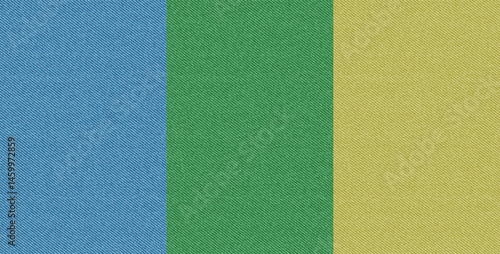 Seamless pattern set of color denim. Jeans fabric texture set. Blue, green and yellow denim material seamless pattern. Abstract background of color jeans, vector illustration
