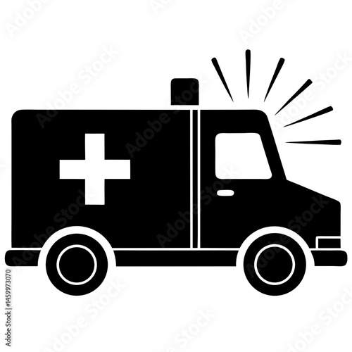 Ambulance Silhouette Emergency Vehicle Medical Assistance Healthcare Transportation Urgency Fast Aid
