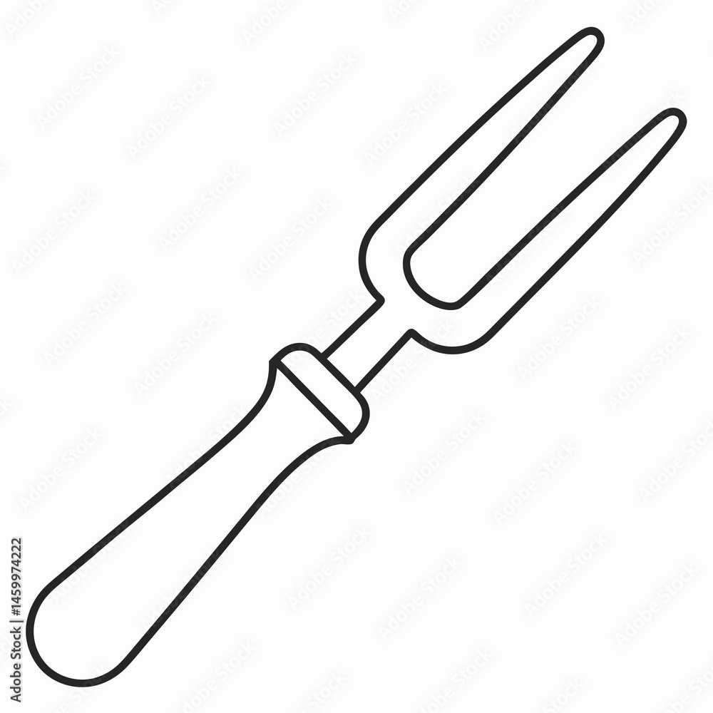 Gardening Fork Hand Tool Vector Illustration In Black And White Outline Gardening Fork Hand Tool Vector Illustration In Black And White Outline