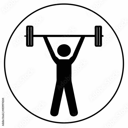 Black And White Weightlifting Icon Silhouette Exercise Symbol Vector Illustration