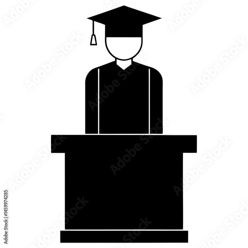 Graduate Speaker In Graduation Gown Silhouette Education And Academic Achievement
