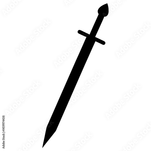 Simple Black Silhouette Of A Medieval Sword On White Background Vector Illustration