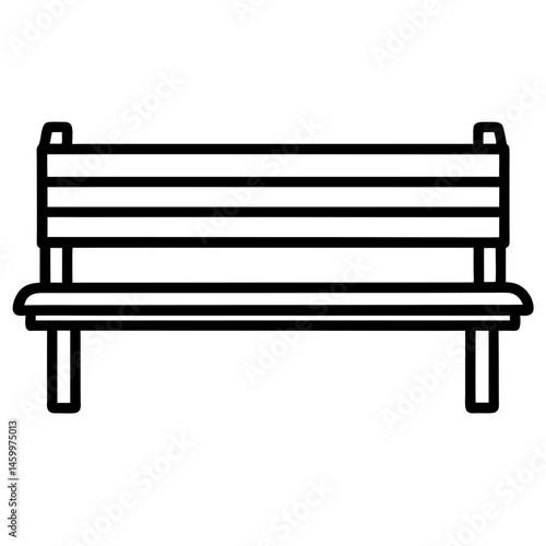 Outline Icon Illustration Of An Empty Park Bench For Relaxing Outdoors