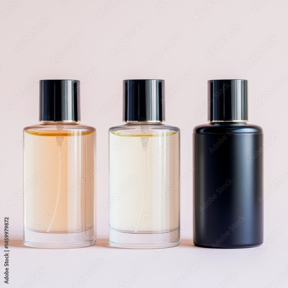Elegant Perfume Bottles on Light Pink Backdrop,Fragrance ,Beauty Elegant Perfume Bottles on Light Pink Backdrop,Fragrance ,Beauty