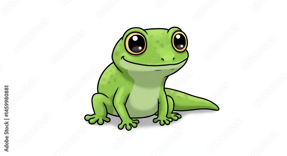 Obraz premium Smiling cartoon frog illustration