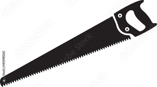 Crosscut Saw Silhouette Black Vector | Woodworking Hand Tool Icon
