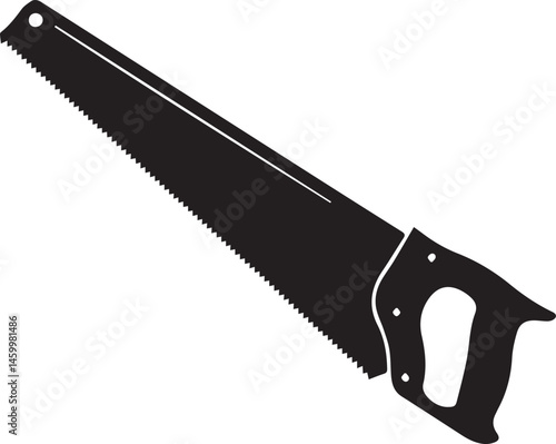 Crosscut Saw Silhouette Black Vector | Woodworking Hand Tool Icon