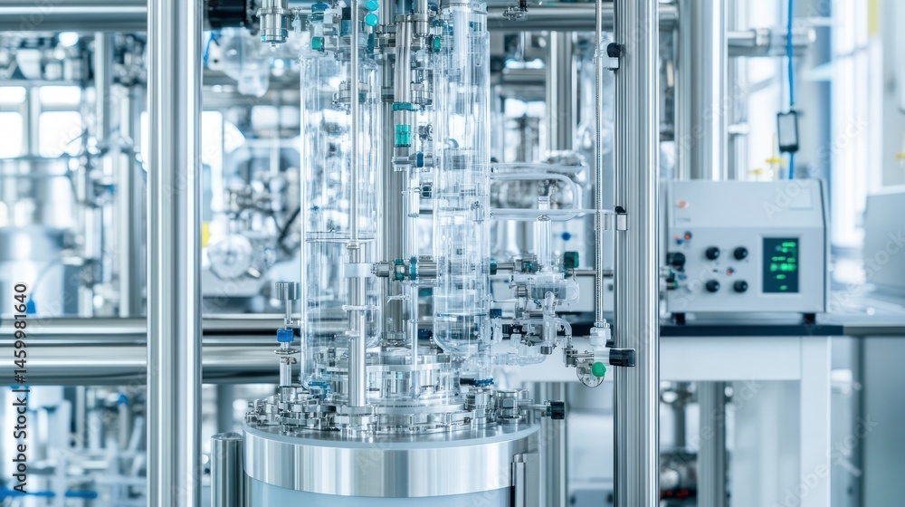 Glass reactor in modern laboratory setting science and technology equipment Glass reactor in modern laboratory setting science and technology equipment