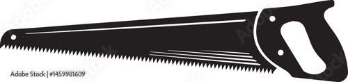 Crosscut Saw Silhouette Black Vector | Woodworking Hand Tool Icon