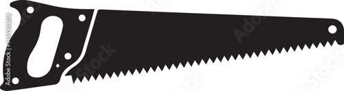 Crosscut Saw Silhouette Black Vector | Woodworking Hand Tool Icon