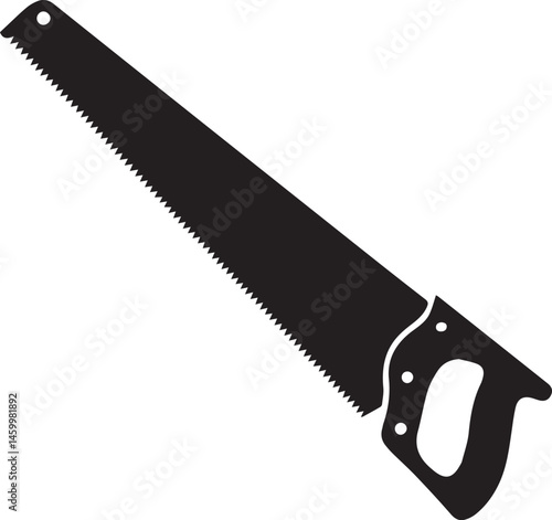 Crosscut Saw Silhouette Black Vector | Woodworking Hand Tool Icon
