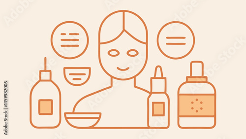 Home Treatment Kit An outline of a home skincare kit that includes exosome products like serums and soothing masks with a simple callout indicating its effectiveness for acne