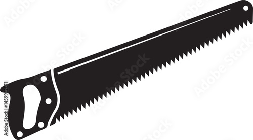 Crosscut Saw Silhouette Black Vector | Woodworking Hand Tool Icon