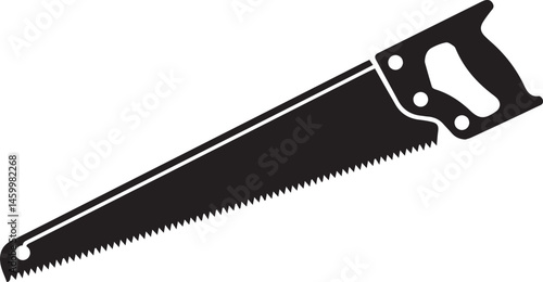 Crosscut Saw Silhouette Black Vector | Woodworking Hand Tool Icon