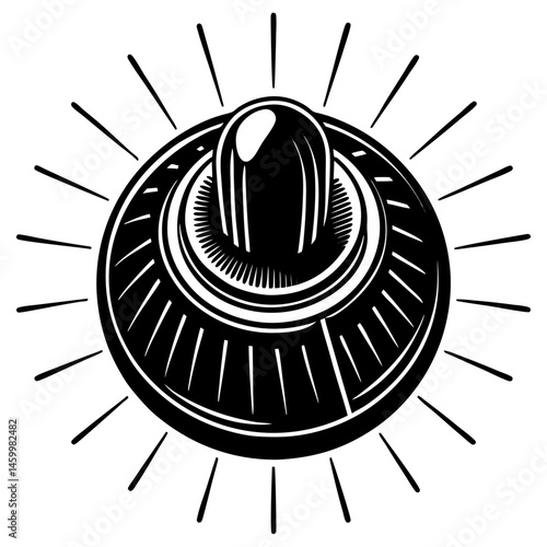 Round control knob with lines spreading