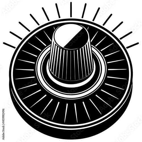 Round control knob with lines spreading
