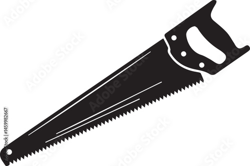Crosscut Saw Silhouette Black Vector | Woodworking Hand Tool Icon