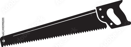 Crosscut Saw Silhouette Black Vector | Woodworking Hand Tool Icon