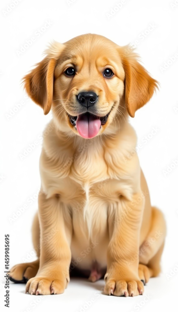 Fototapeta premium Adorable golden retriever puppy, isolated on white background , animal, golden retriever puppy isolated, pet photography
