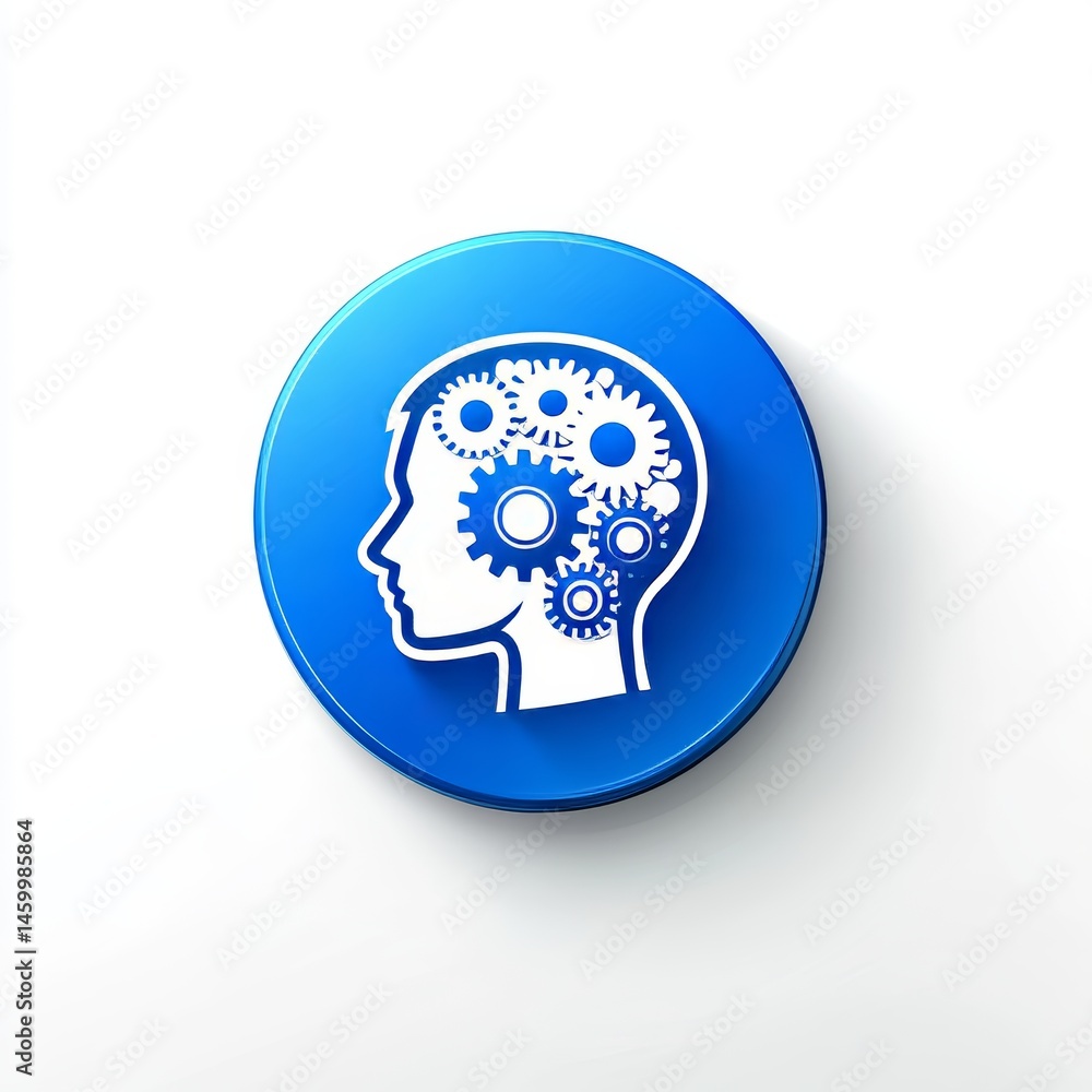 A modern 3D blue circle icon is set against a white background in a flat design style A modern 3D blue circle icon is set against a white background in a flat design style
