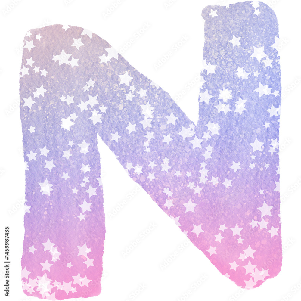 Colorful alphabet watercolor paper texture PNG