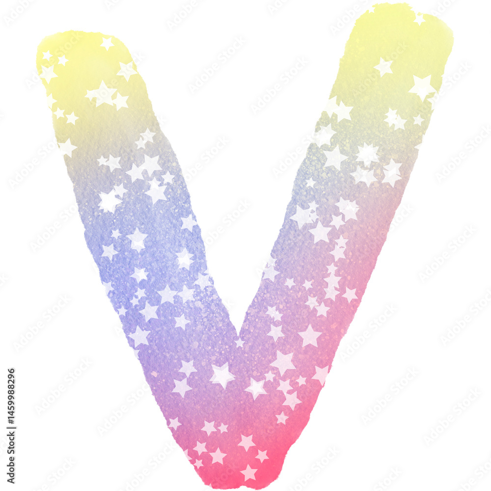 Colorful alphabet watercolor paper texture PNG
