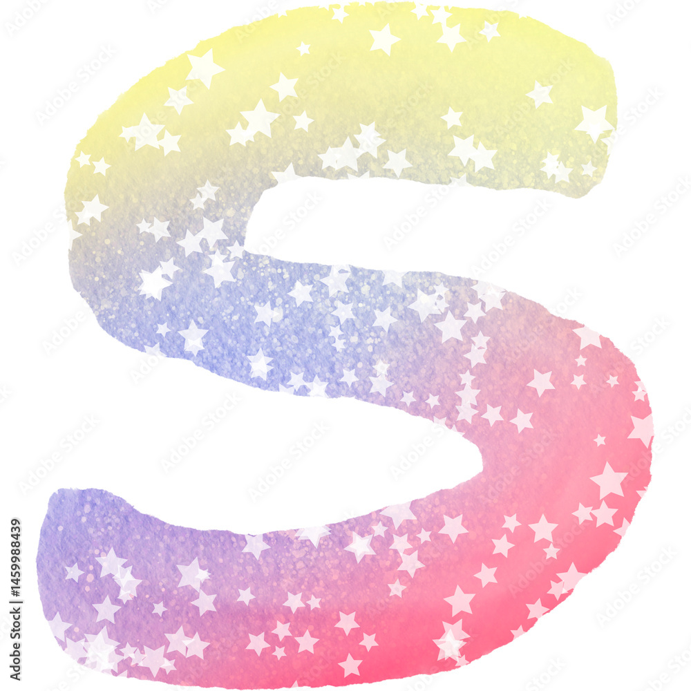 Colorful alphabet watercolor paper texture PNG