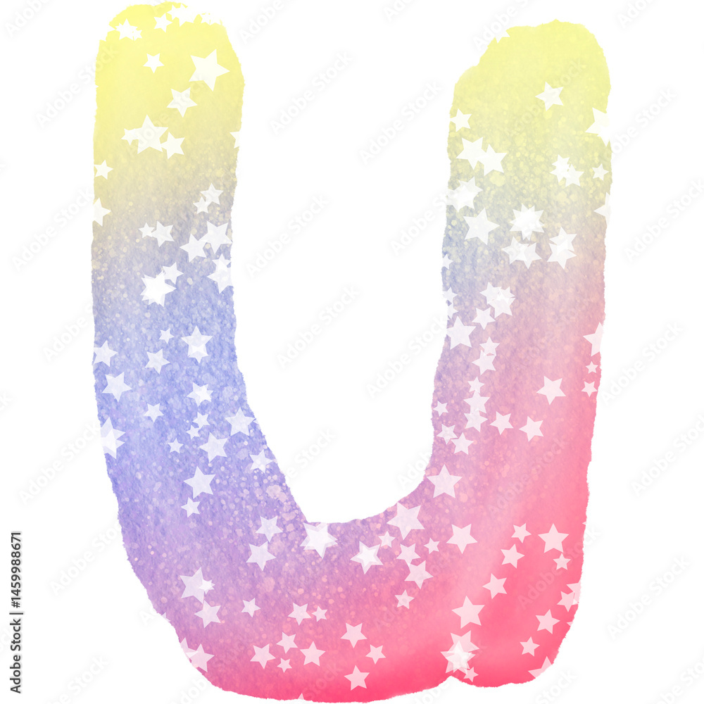 Colorful alphabet watercolor paper texture PNG