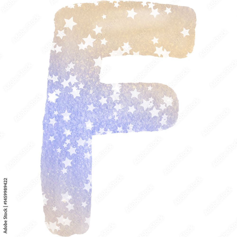 Colorful alphabet watercolor paper texture PNG