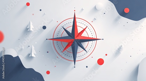 Minimalist Compass Design on White Background
