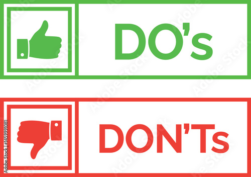 Do's and Don'ts – Thumbs Up and Down Icons for Rules, Tips, and Guidelines