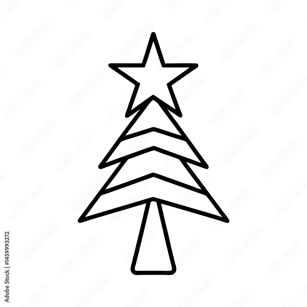 Festive Tree Topper Outline Vector Drawing Festive Tree Topper Outline Vector Drawing