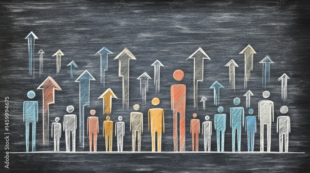 Growth Arrows with People Illustration Growth Arrows with People Illustration