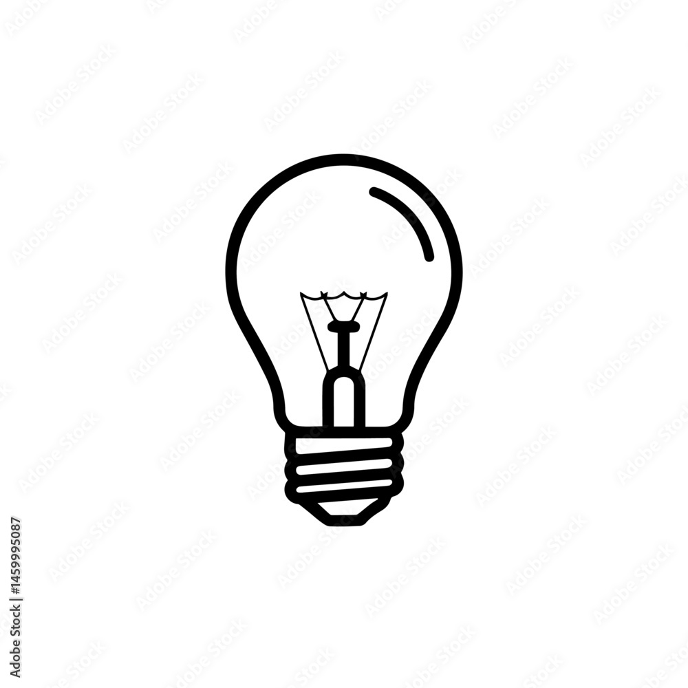 Simple lightbulb icon. Classic light bulb illustration represents idea or inspiration. This light bulb image is perfect for educational materials, school projects, and presentations related to new ide Simple lightbulb icon. Classic light bulb illustration represents idea or inspiration. This light bulb image is perfect for educational materials, school projects, and presentations related to new ide