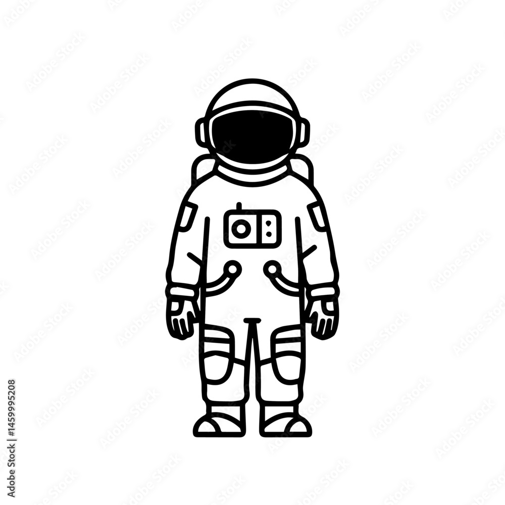 Obraz premium Astronaut in spacesuit, detailed illustration of space explorer, complete with helmet and equipment, perfect for educational materials. This astronaut graphic is ideal for school projects, science tex