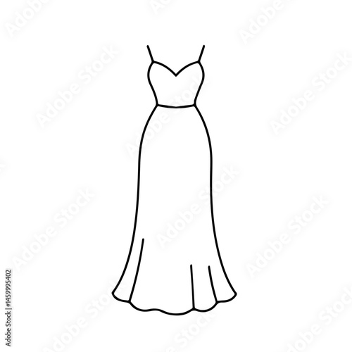 Elegant long dress with thin straps and sweetheart neckline. Simple dress design perfect for special occasion. This stylish dress illustration is ideal for school fashion design projects.