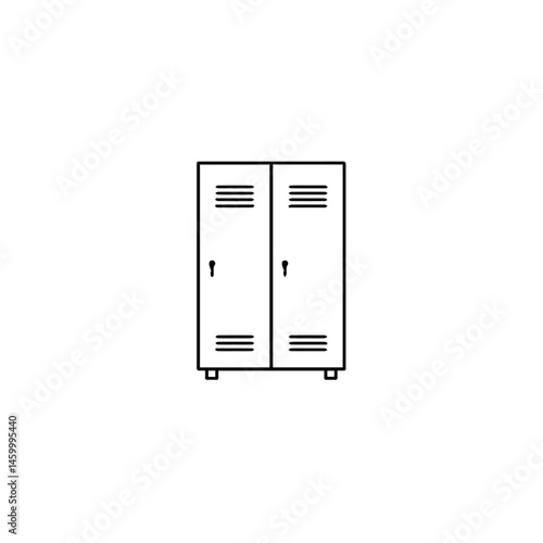 Double locker with two doors and ventilation slots. School locker has metal construction and simple design. This simple school locker image is perfect for educational brochures or school website desig
