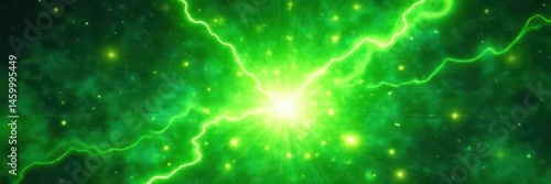Abstract swirling green energy bursts, vibrant comic book style background , energy, radiant