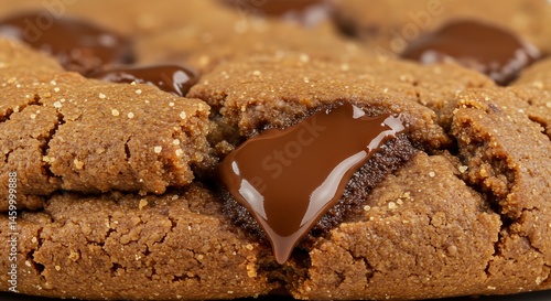 Cookie with gooey chocolate chip details.
