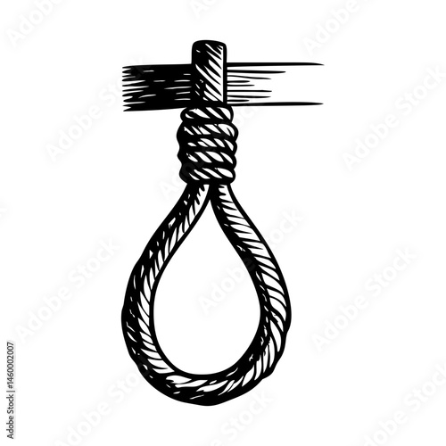 Vintage sketchy style illustration showing a hanging noose
