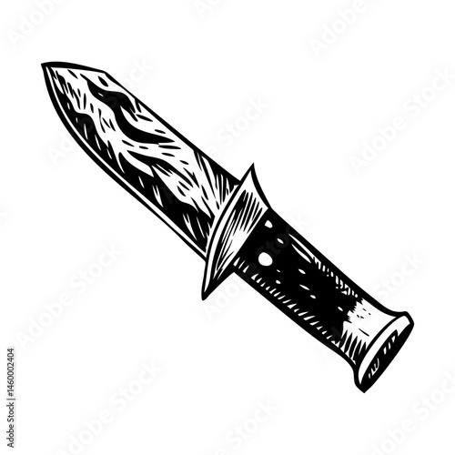 Vintage sketchy style illustration of a murder knife