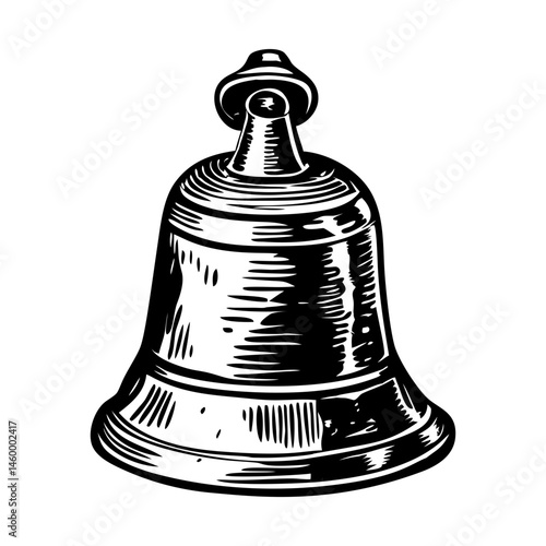A bell illustration in vintage sketchy style