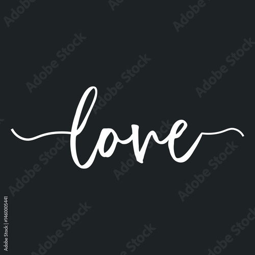 Love in Elegant Script on black background