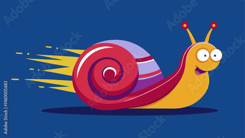 Speedster Snail A lively illustration of a snail with a glossy bombshellstyle turbocharger affixed to its shell. Its captured midaction on a vibrant racetrack showcasing the motion