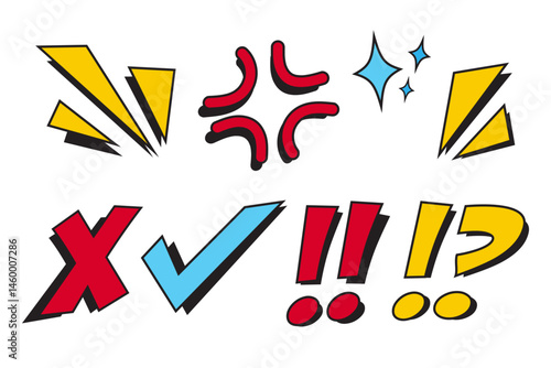 Cartoon comic effect element decoration design set signs