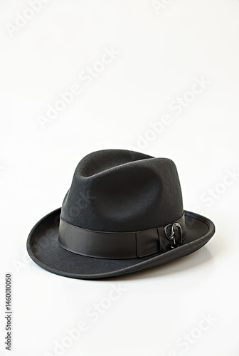 black hat and white background.