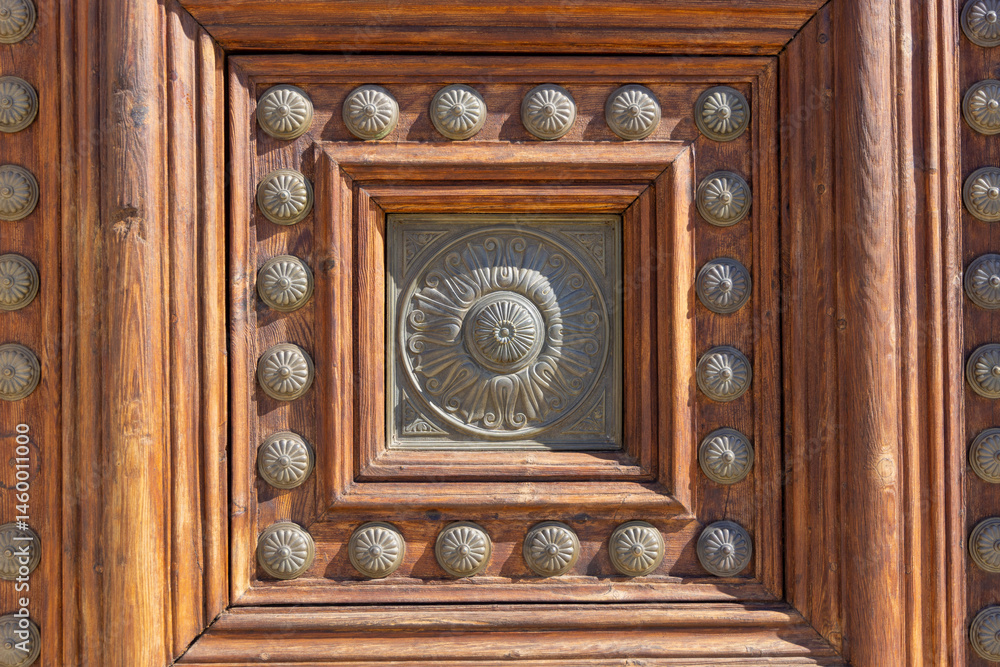 Detail of door to Palace of Charles V, renaissance building inside fortress Alhambra, Granada, Spain, Andalusia