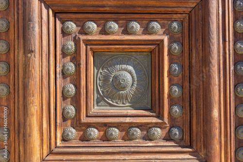 Obraz na płótnie Detail of door to Palace of Charles V, renaissance building inside fortress Alhambra, Granada, Spain, Andalusia w salonie