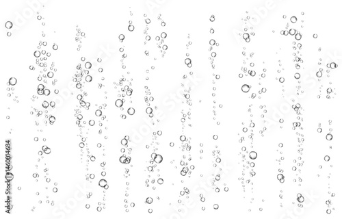 Oxygen air bubbles  flow  in water on white  background.
